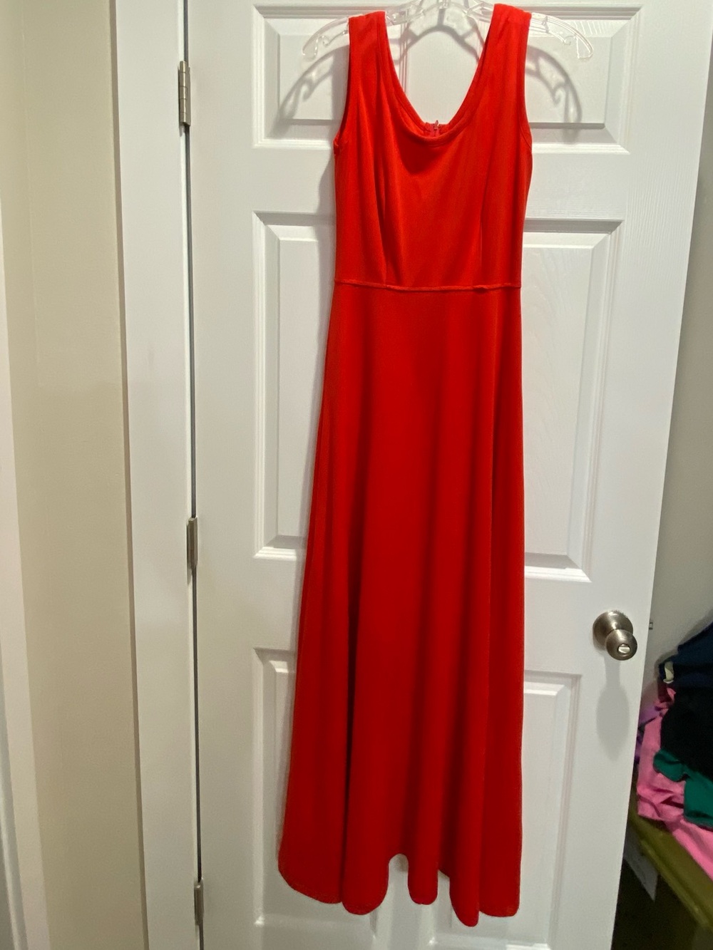 Vintage 60’s Classic Sleeveless Red Maxi Dress with Scoop Neck